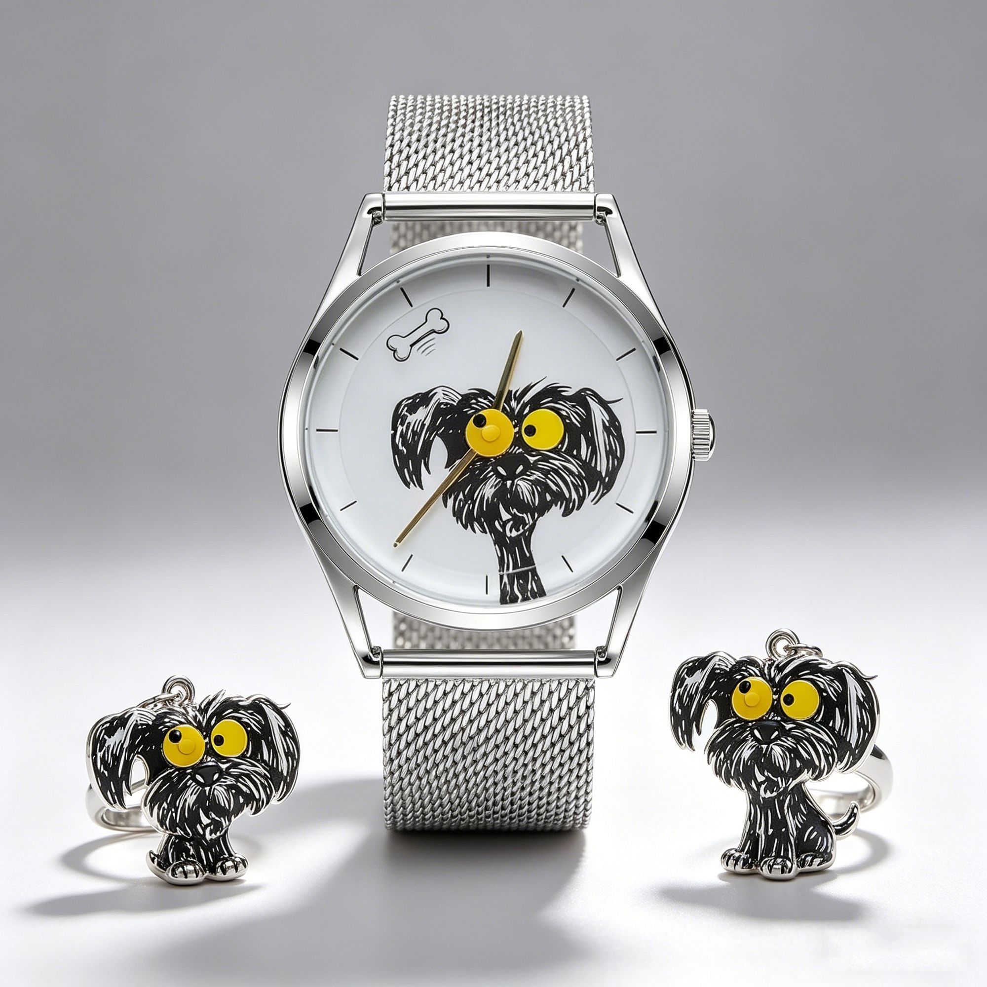 Scribbled Puppy Watch – Cute Hand-Drawn Dog Lover Cartoon Wristwatch