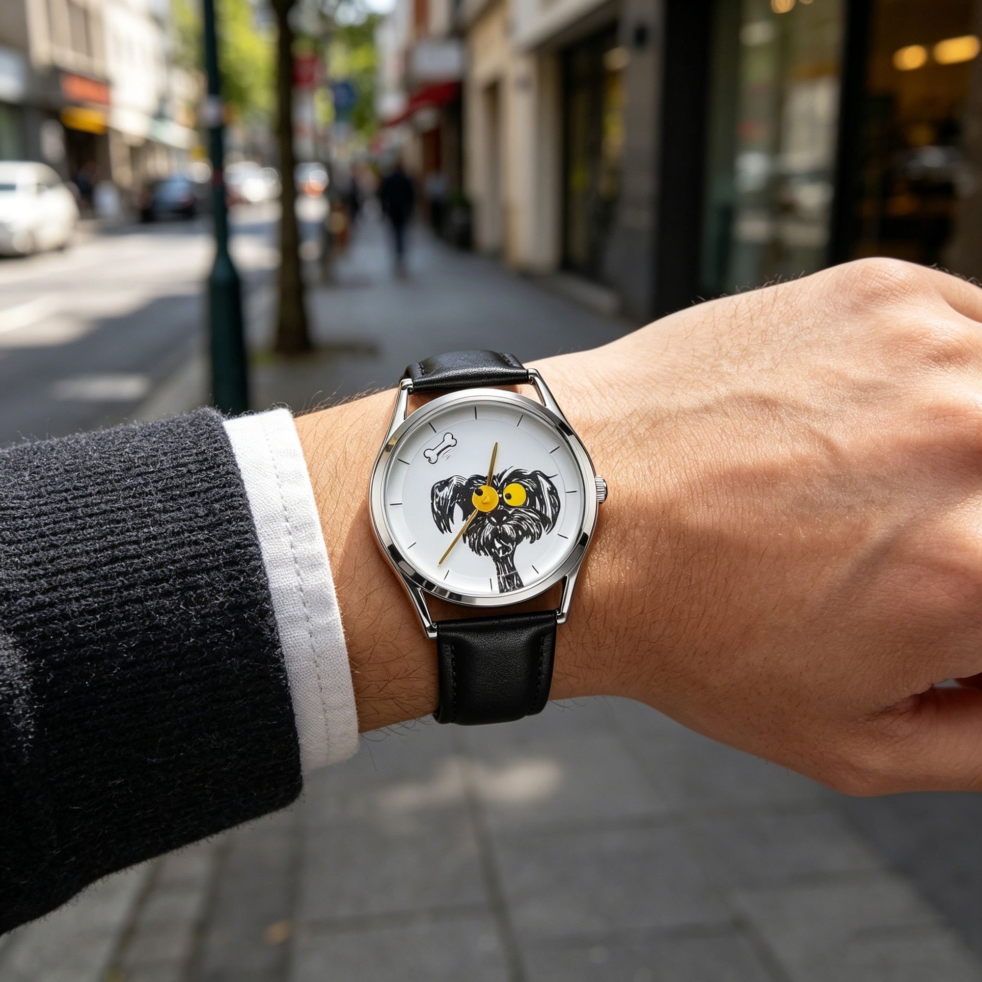 Scribbled Puppy Watch – Cute Hand-Drawn Dog Lover Cartoon Wristwatch