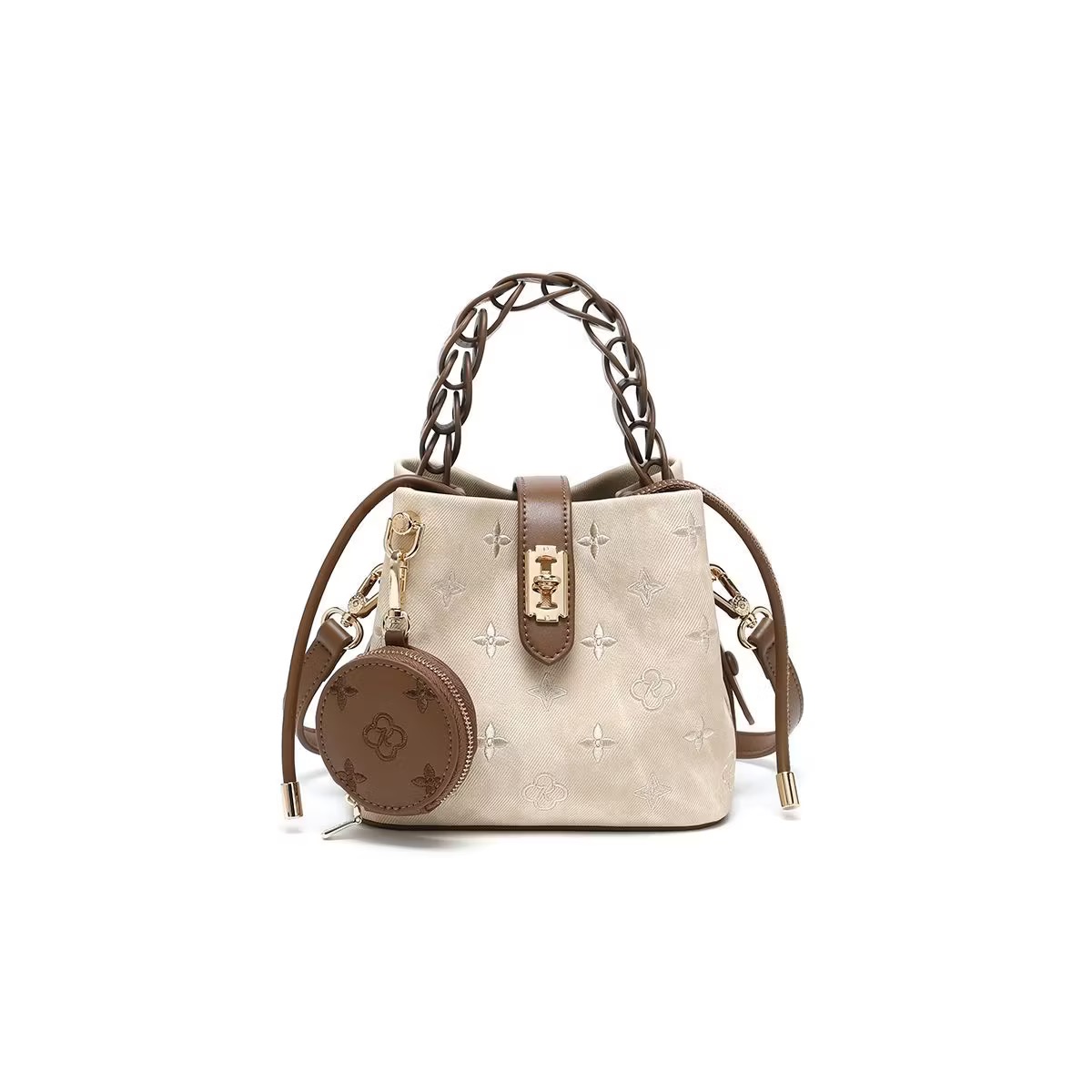 Lumina Embroidery Crossbody Bucket Bag