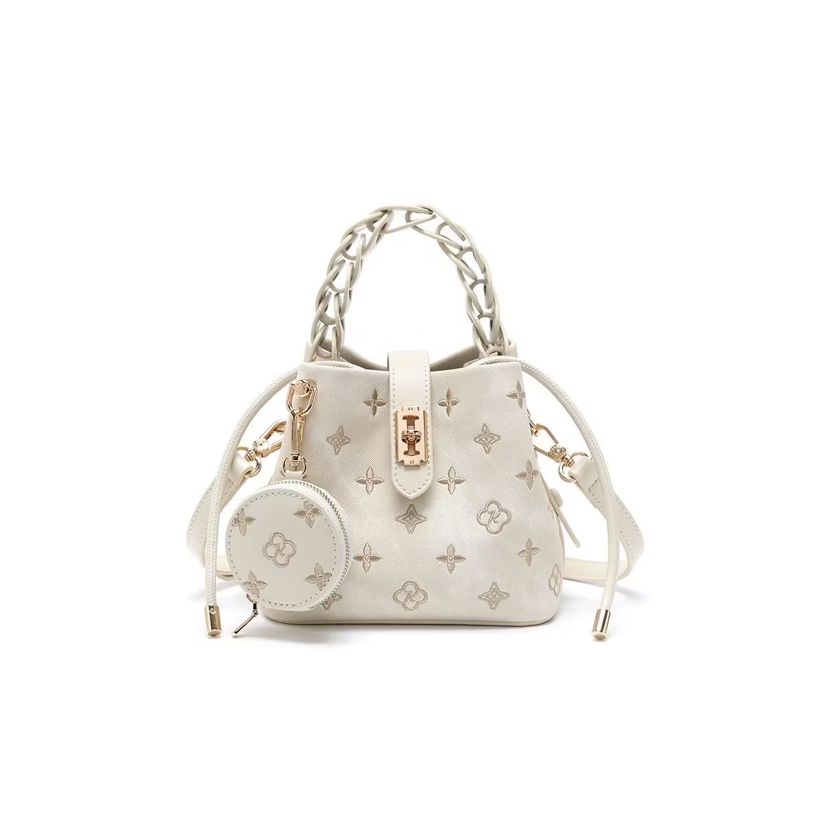 Lumina Embroidery Crossbody Bucket Bag