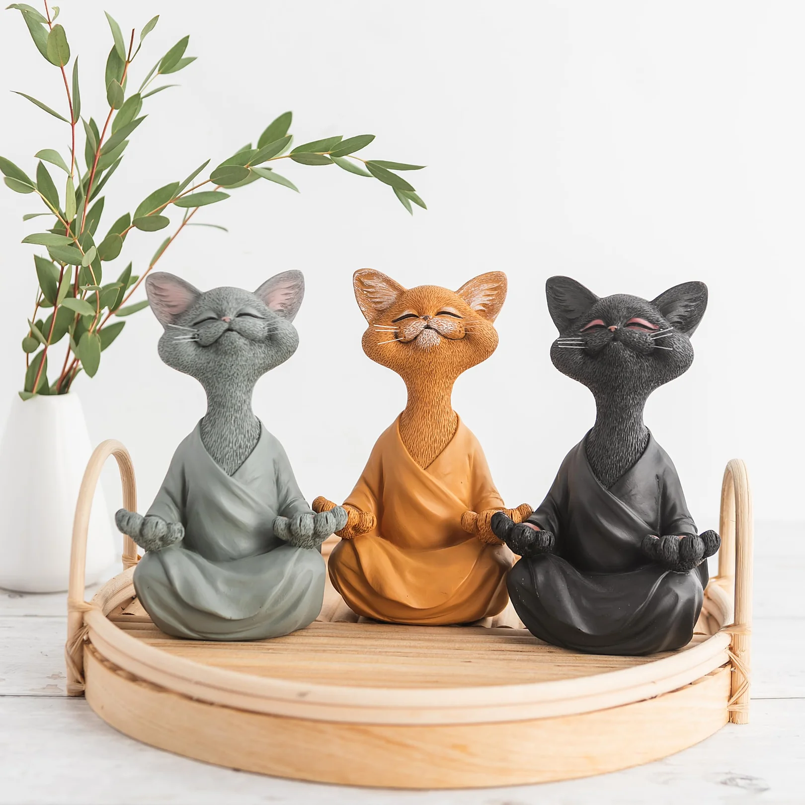  Whimsical Happy Cat Buddha Figurine