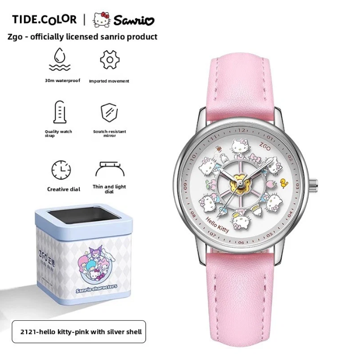 Meow Kawaii Waterproof Quartz Cartoon Watch – Cute Everyday Wristwatch for Kids & Women