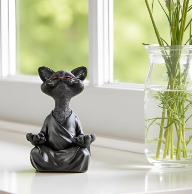  Whimsical Happy Cat Buddha Figurine