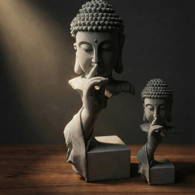 Quiet Sakyamuni Statue – Minimalist Zen Design in Qing Sandstone