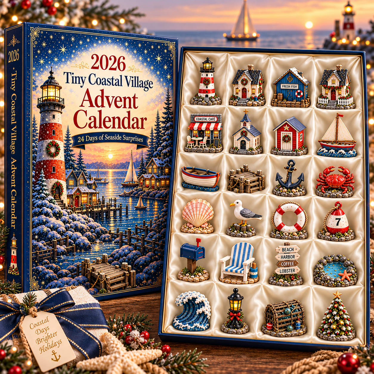 Tiny Coastal Village Advent Calendar 2026 – 24 Unique Seaside Miniatures