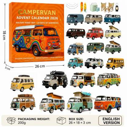 🔥 LIMITED-TIME 50% OFF🚐 —2026 Campervan Advent Calendar – 24 Vintage Mini Camper Van Collectible Figurines