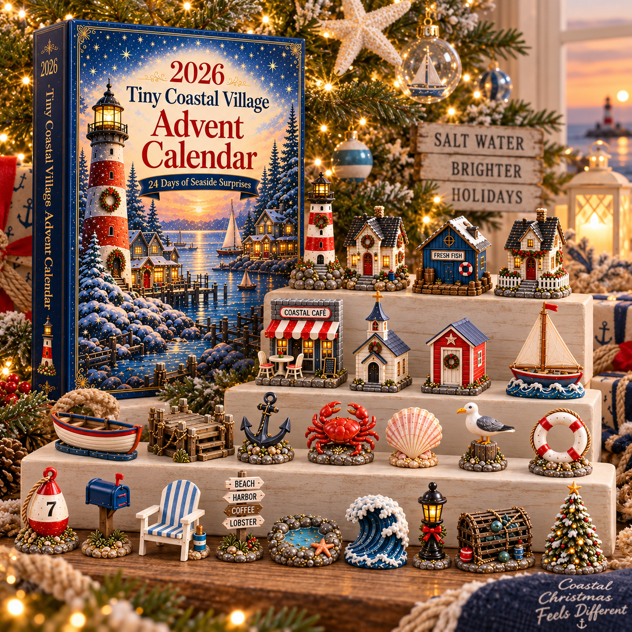 Tiny Coastal Village Advent Calendar 2026 – 24 Unique Seaside Miniatures