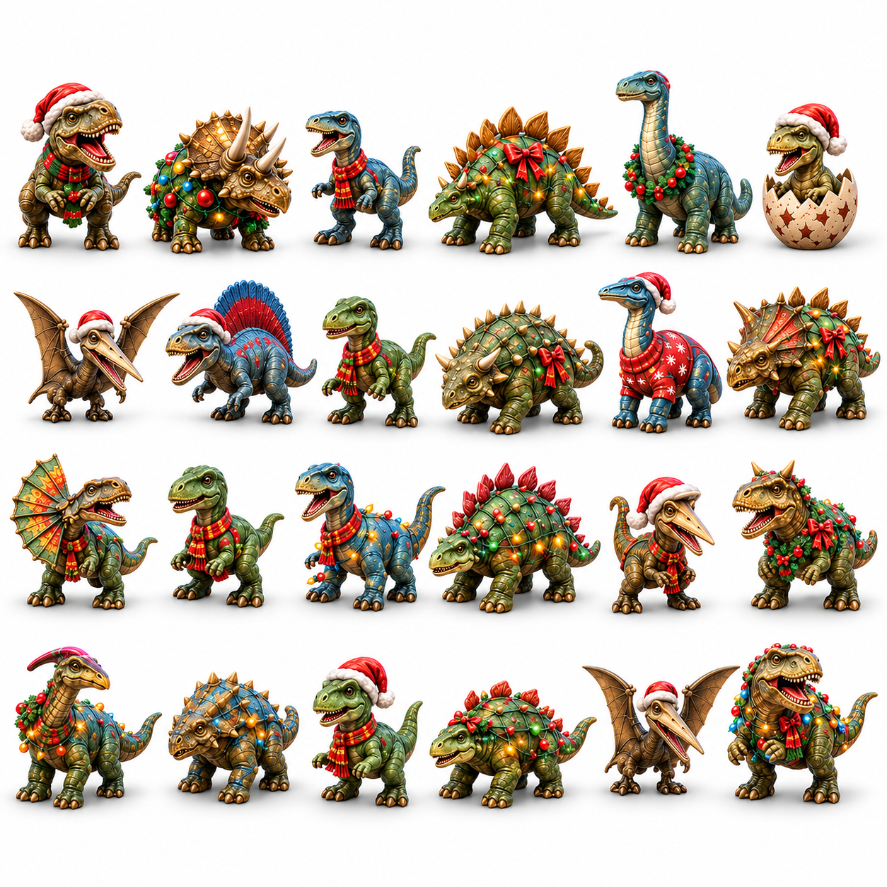 2026 Dinosaur Christmas 24-Day Countdown Calendar – 24 Unique Festive Dinosaur Miniatures