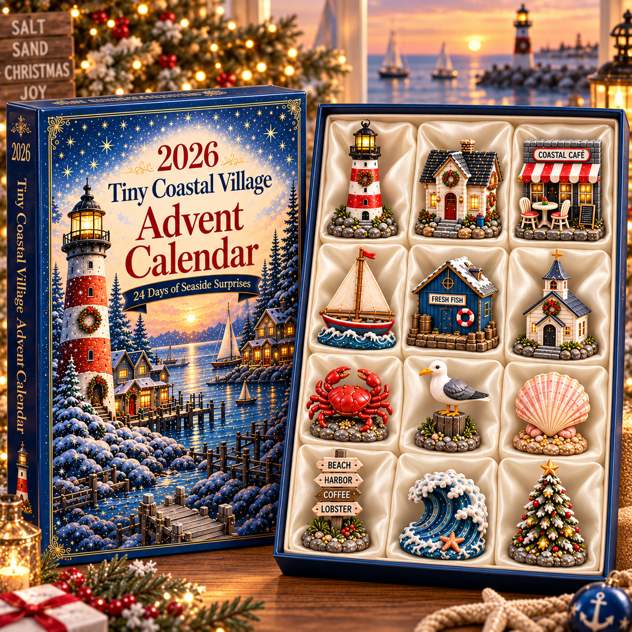 Tiny Coastal Village Advent Calendar 2026 – 24 Unique Seaside Miniatures