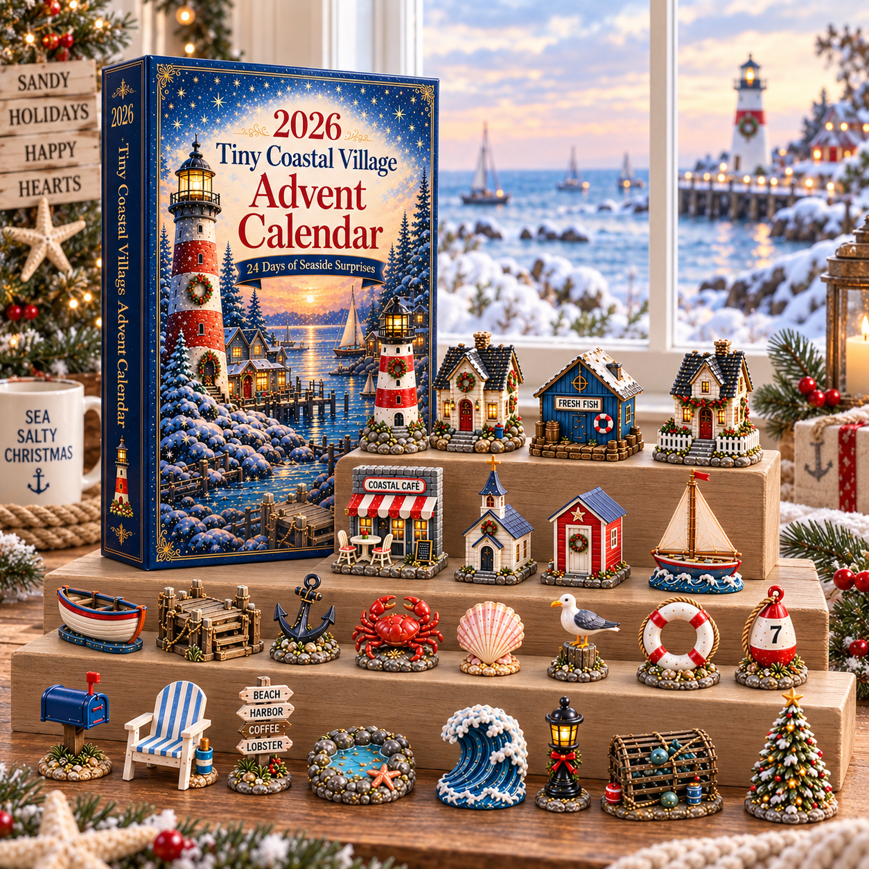 Tiny Coastal Village Advent Calendar 2026 – 24 Unique Seaside Miniatures
