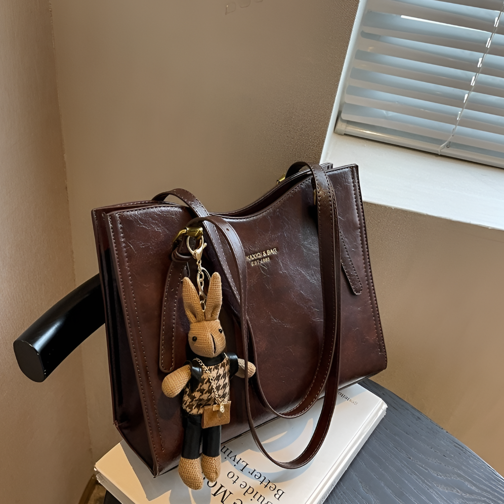 Elegant Women's Tote Bag with Bunny Keychain