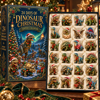 2026 Dinosaur Christmas 24-Day Countdown Calendar – 24 Unique Festive Dinosaur Miniatures