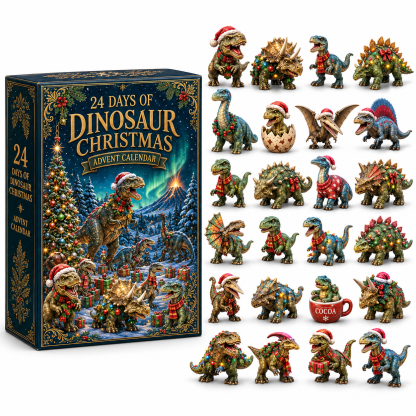 2026 Dinosaur Christmas 24-Day Countdown Calendar – 24 Unique Festive Dinosaur Miniatures