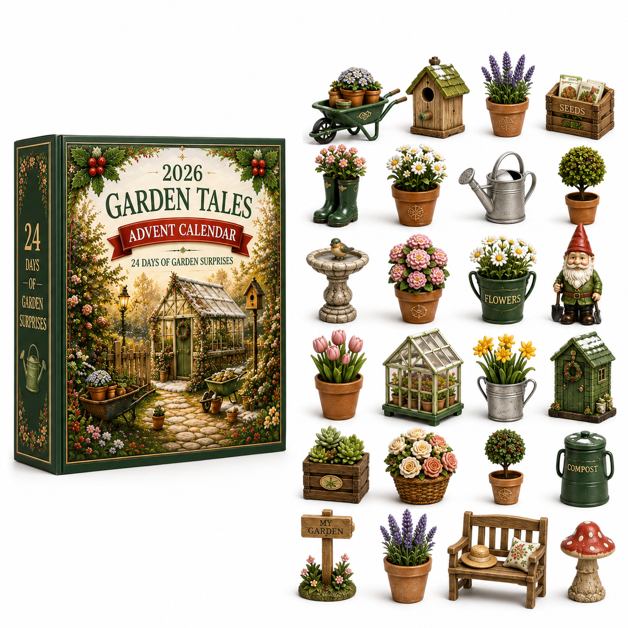 2026 Garden Tales 24-Day Advent Calendar – 24 Charming Garden Miniatures
