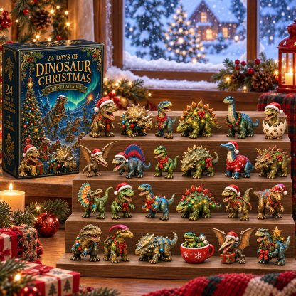 2026 Dinosaur Christmas 24-Day Countdown Calendar – 24 Unique Festive Dinosaur Miniatures