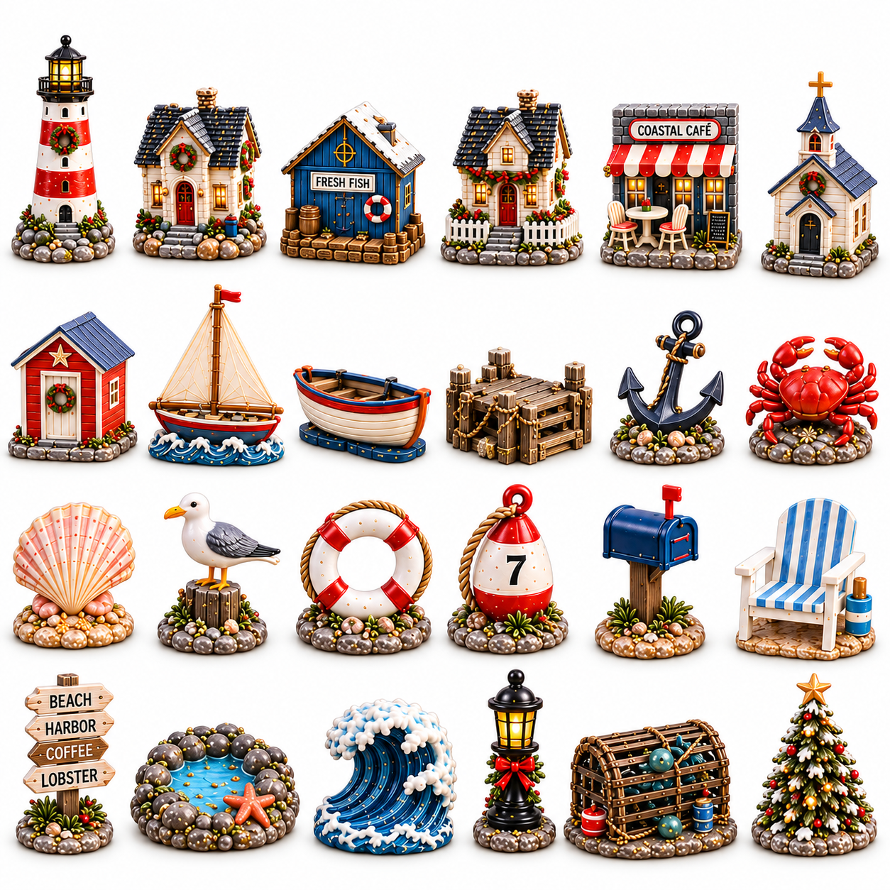 Tiny Coastal Village Advent Calendar 2026 – 24 Unique Seaside Miniatures