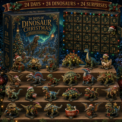 2026 Dinosaur Christmas 24-Day Countdown Calendar – 24 Unique Festive Dinosaur Miniatures