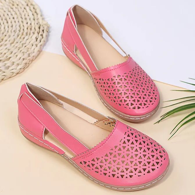 Women's Breathable Cutout Wedge Loafers - Slip-On Comfort Shoes for Seniors, Arch Support & Non-Slip Sole