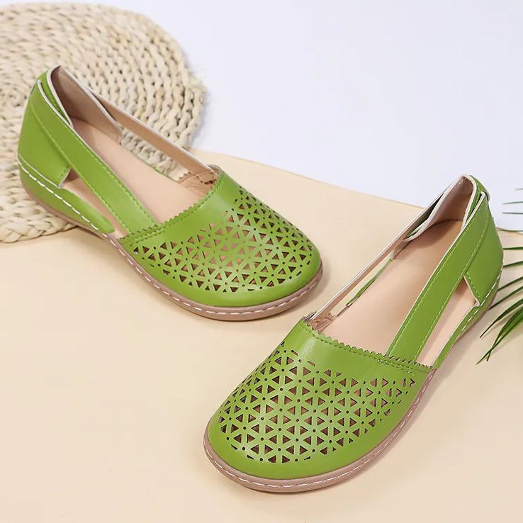 Women's Breathable Cutout Wedge Loafers - Slip-On Comfort Shoes for Seniors, Arch Support & Non-Slip Sole