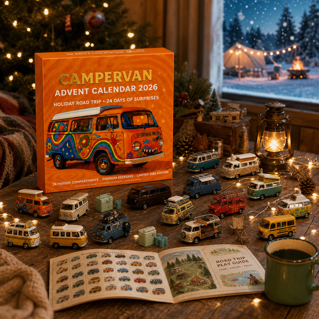 🔥 LIMITED-TIME 50% OFF🚐 —2026 Campervan Advent Calendar – 24 Vintage Mini Camper Van Collectible Figurines