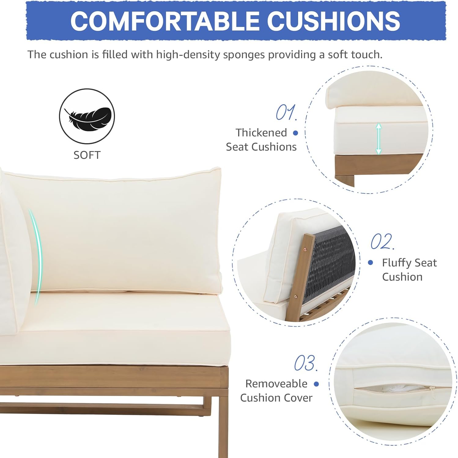 4 Piece Acacia Wood Patio Furniture