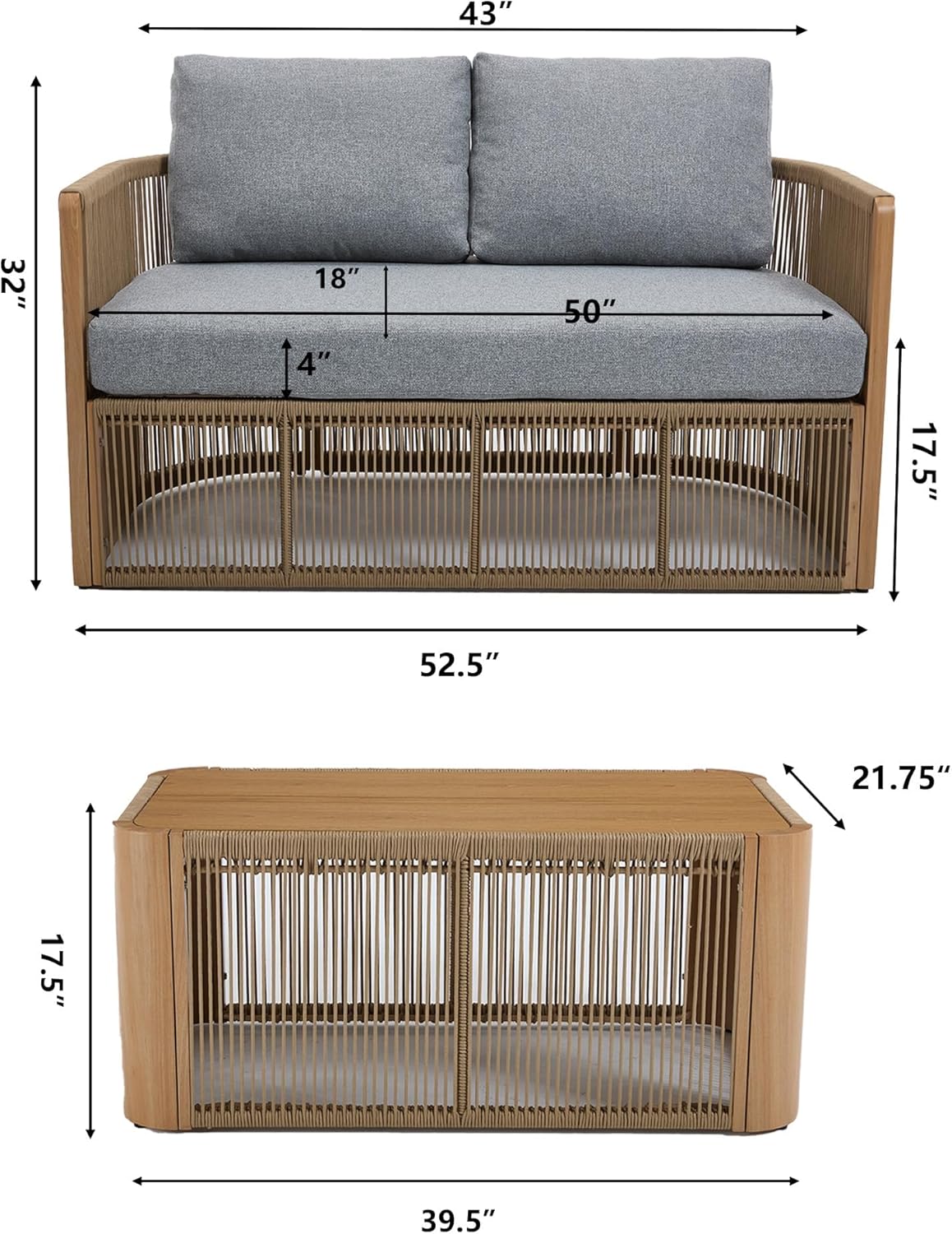 2 Piece Patio Furniture Set
