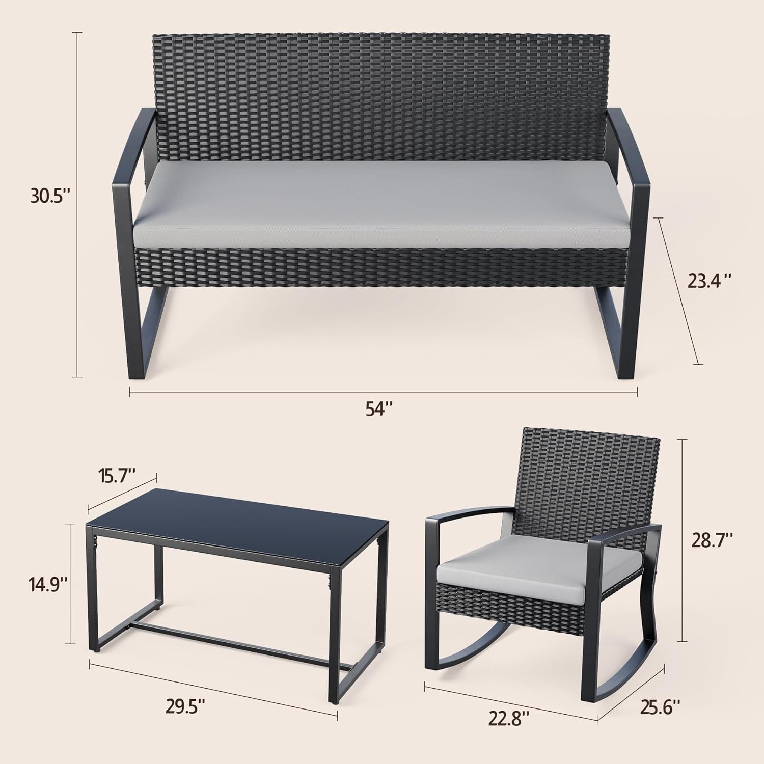 4 Piece Outdoor Patio Furniture
