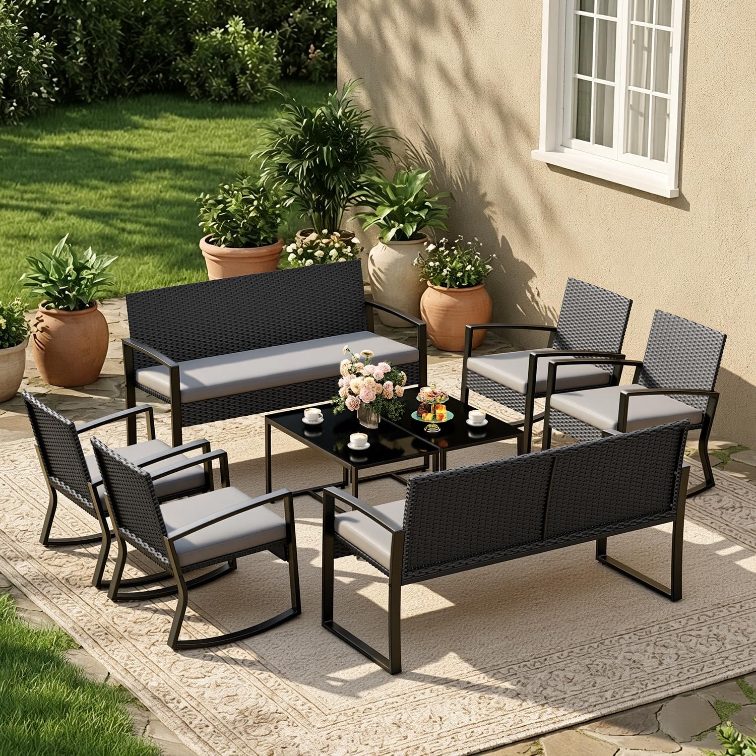 8 Piece Outdoor Patio Furniture Set