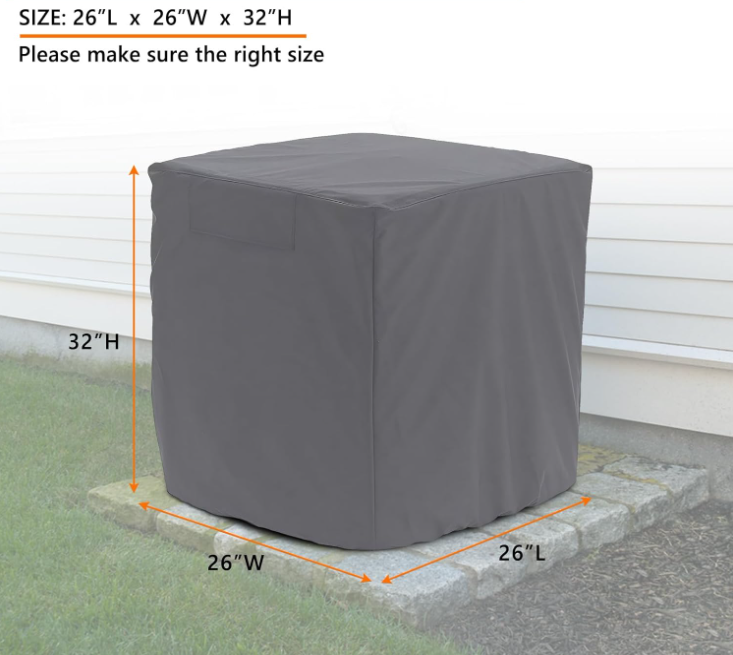 Air Conditioner Cover for Outside Units - Durable Waterproof Square AC Cover for Outdoor with Windproof Buckles