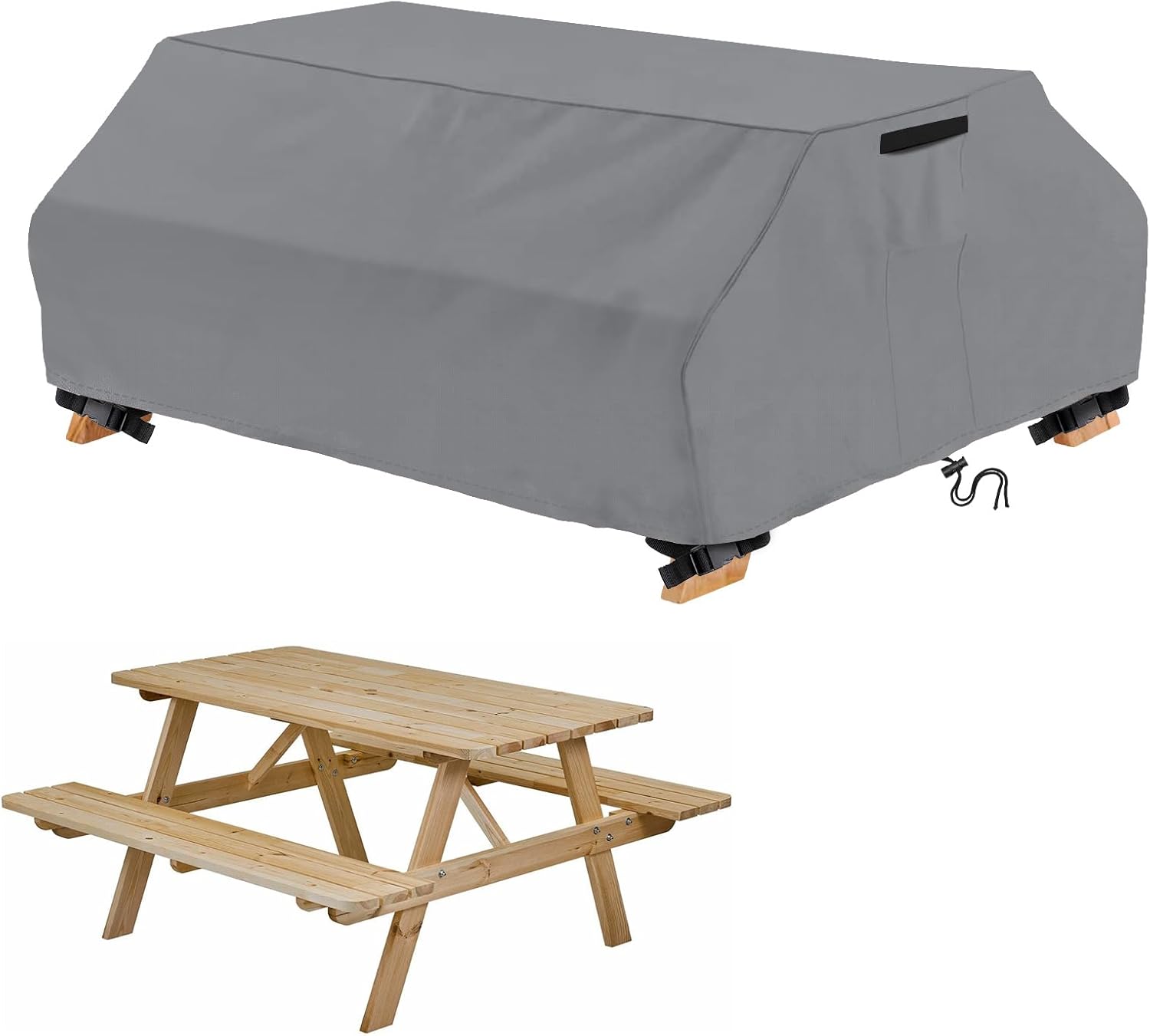 Waterproof Picnic Table Cover Outdoor Patio Bench Covers for 8 ft Picnic Table Bench Set Windproof 96 Inch
