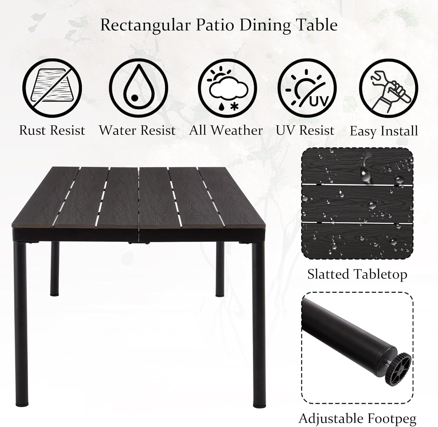Wicker Outdoor Dining Set for 6, Upholstered 7 Piece Patio Dining Set with Armrests