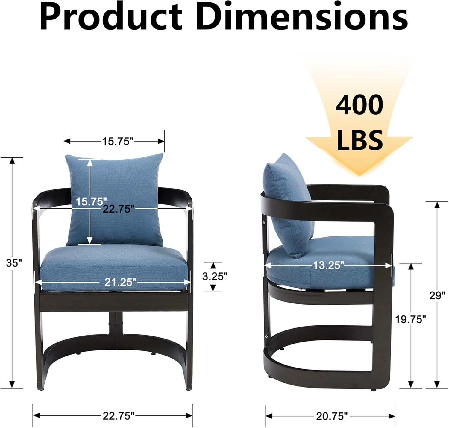 Patio Dining Chairs Set of 4, Outdoor Dining Chairs with Cushions, Modern Barrel Dining Room Chair
