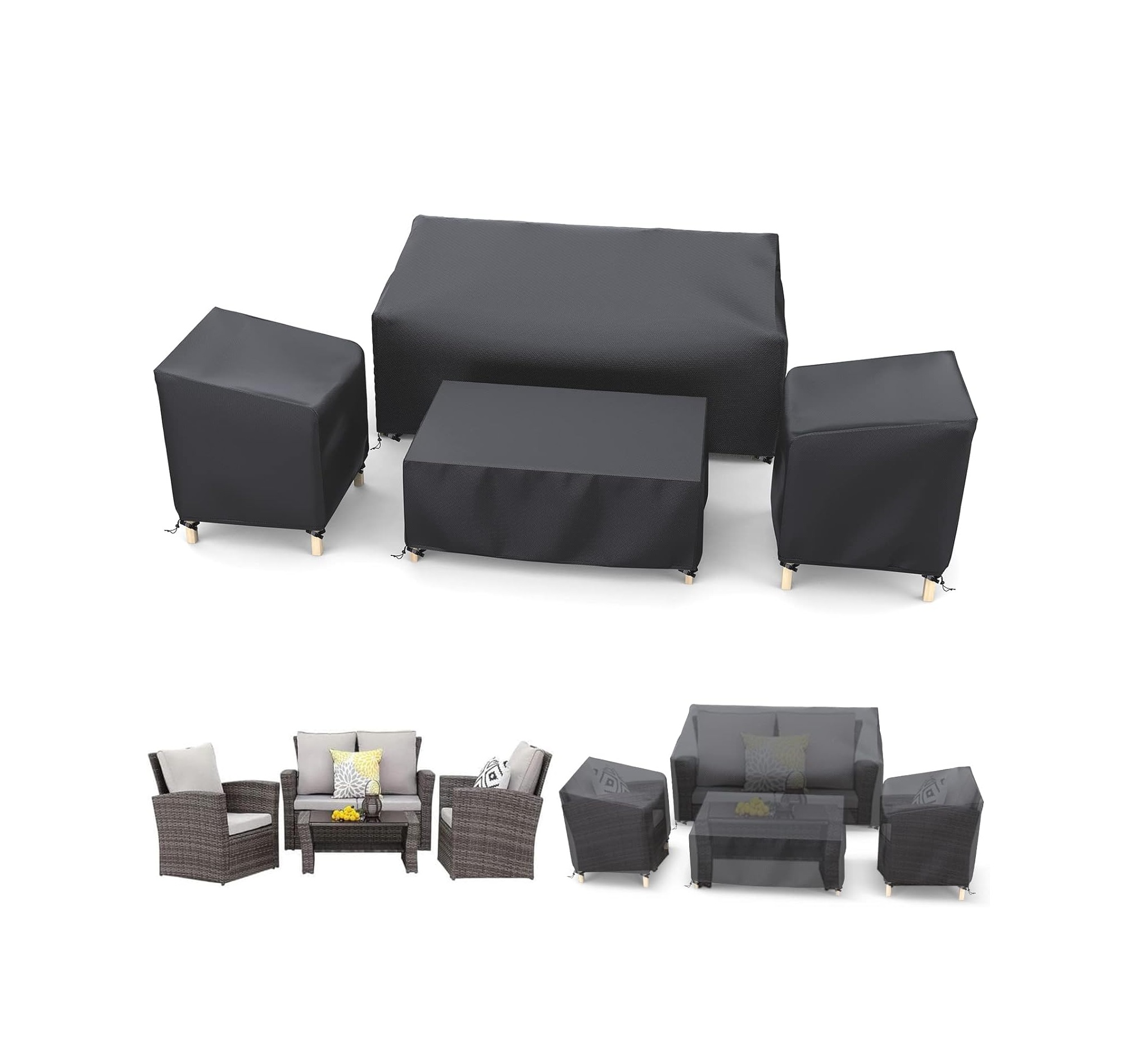Outdoor Patio Furniture Cover Waterproof 4-Piece Set for Chairs, Loveseat and Coffee Table