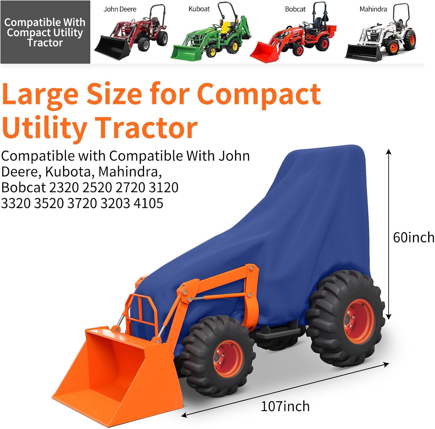 Tractor Cover Waterproof Heavy Duty for Compact Utility Tractors