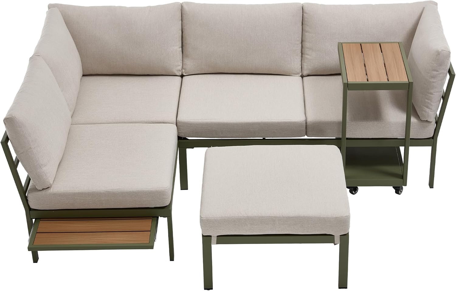 4 Piece Patio Sectional Sofa Set, Patio Furniture Set with Cushions, Outdoor Furniture Conversation Set for 5