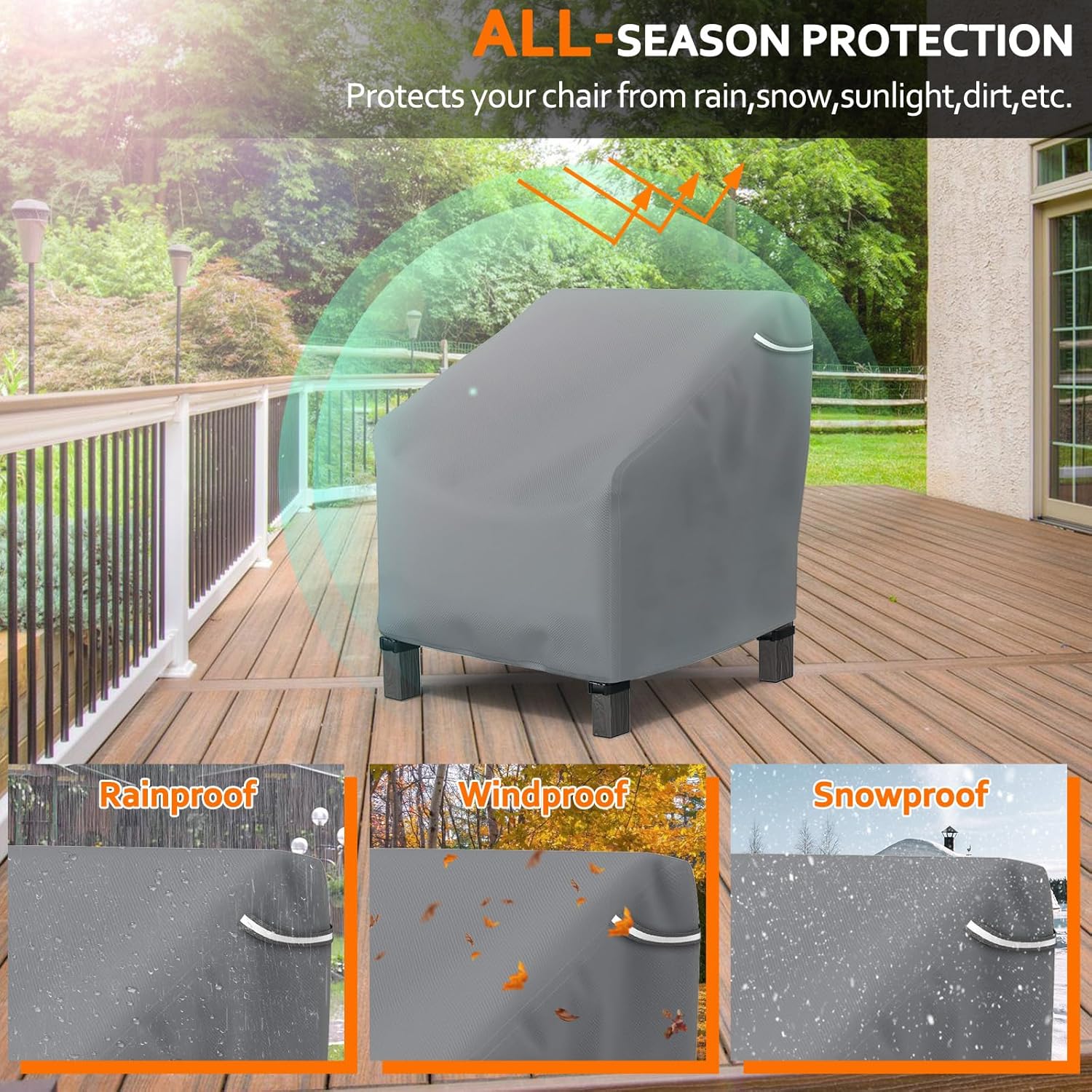 Patio Outdoor Chair Covers 2 Pack, Outdoor Furniture Covers Waterproof adapter for Lawn Lounge Seat, Wicker, Swivel, Adirondack