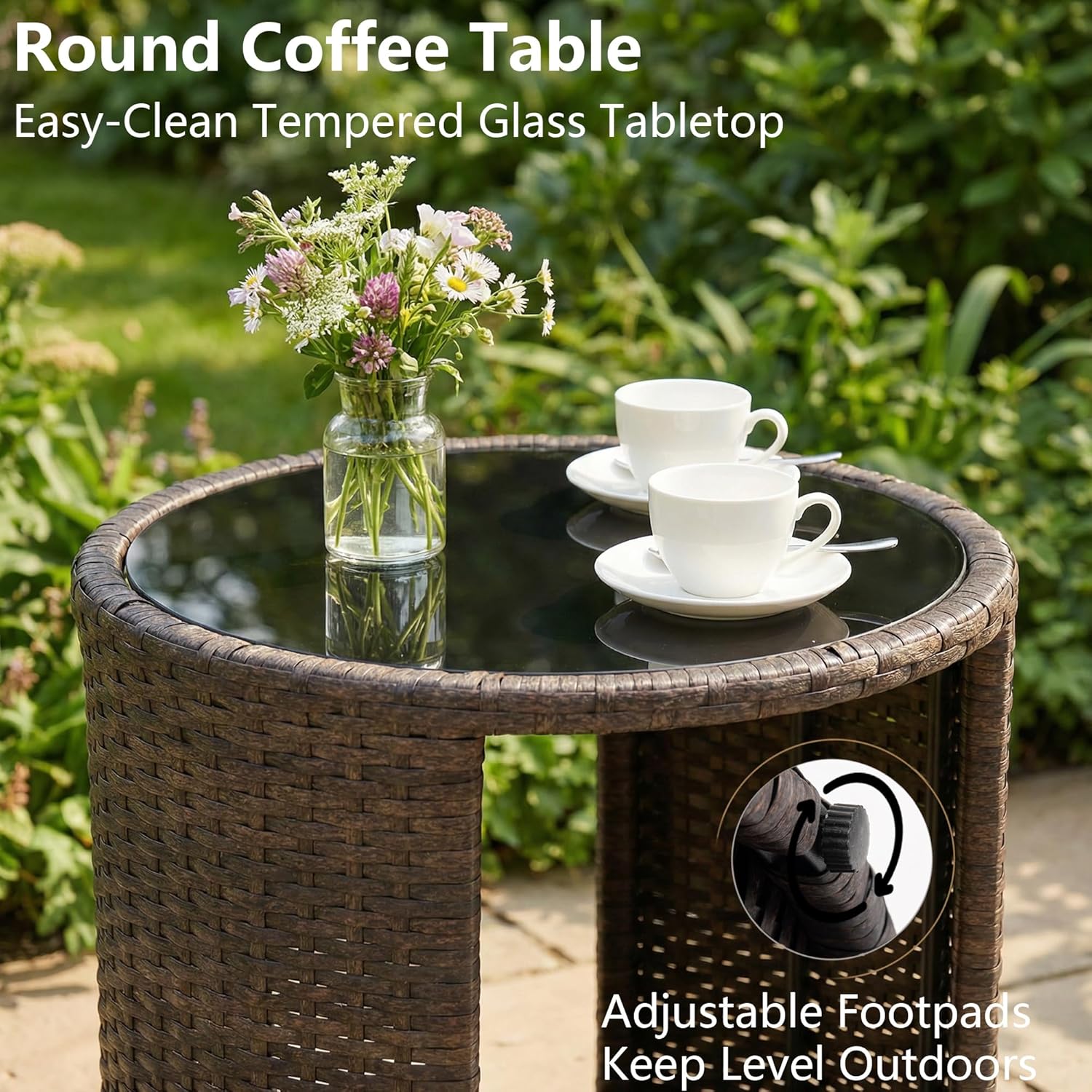 3 Piece Patio Bistro Set, Metal Patio Chairs with Coffee Table, Outdoor Furniture Set