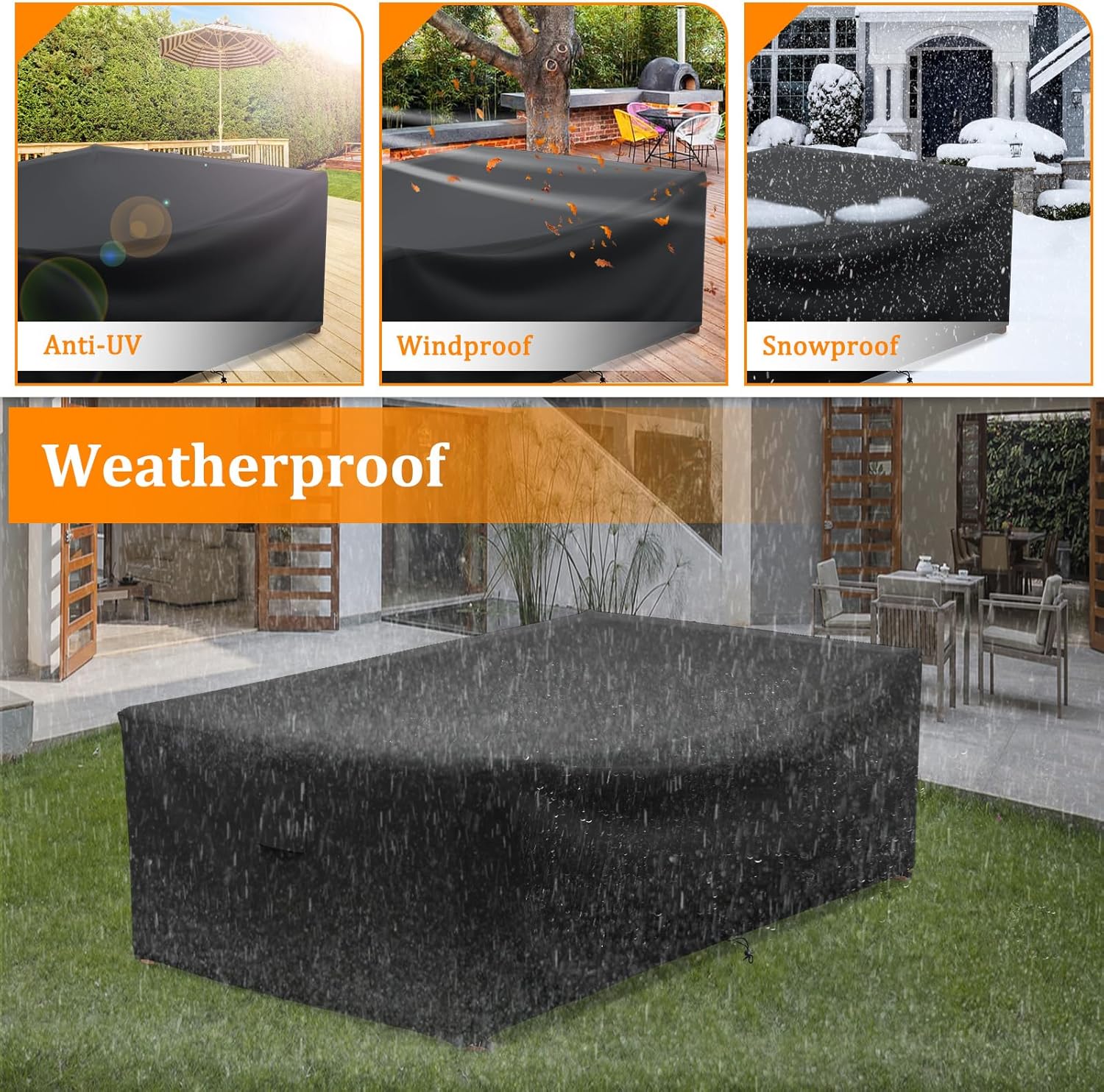 Outdoor Dining Table Cover,60 Inch Small Rectangle Outside Patio Furniture Cover Waterproof