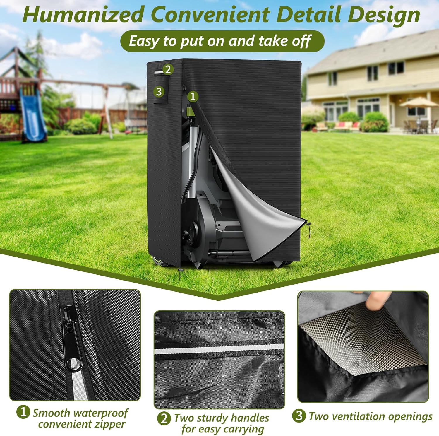 Lawn Mower Cover, Fits 20/21 inch Foldable Electric Lawn Mower and Self-propelled Mower, Outdoor Waterproof and Dustproof Cordless Lawn Mower Cover
