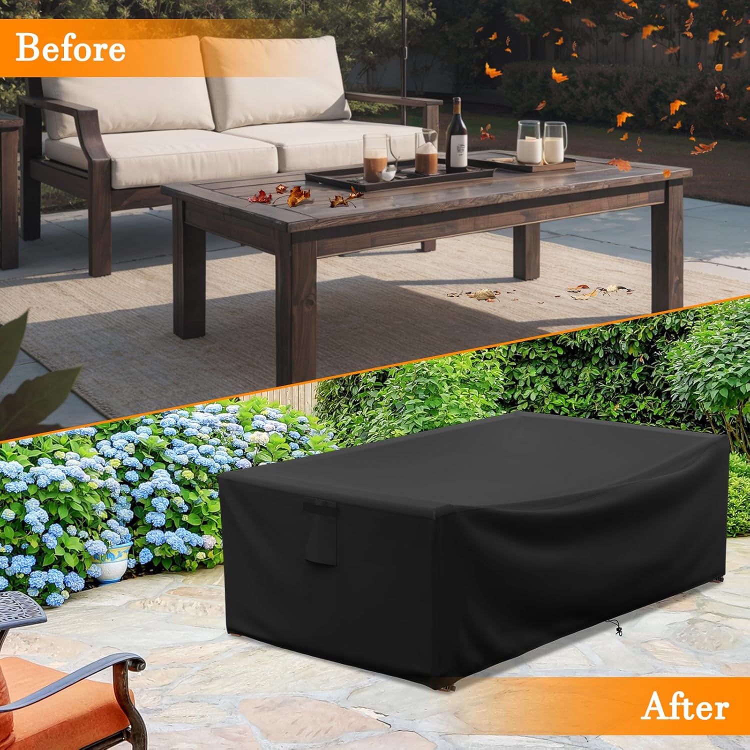 Patio Furniture Covers Waterproof for Coffee Table Cover, Heavy Duty Durable Rectangular Outdoor Table Cover Fits up to 48L x 28Wx 13H inches