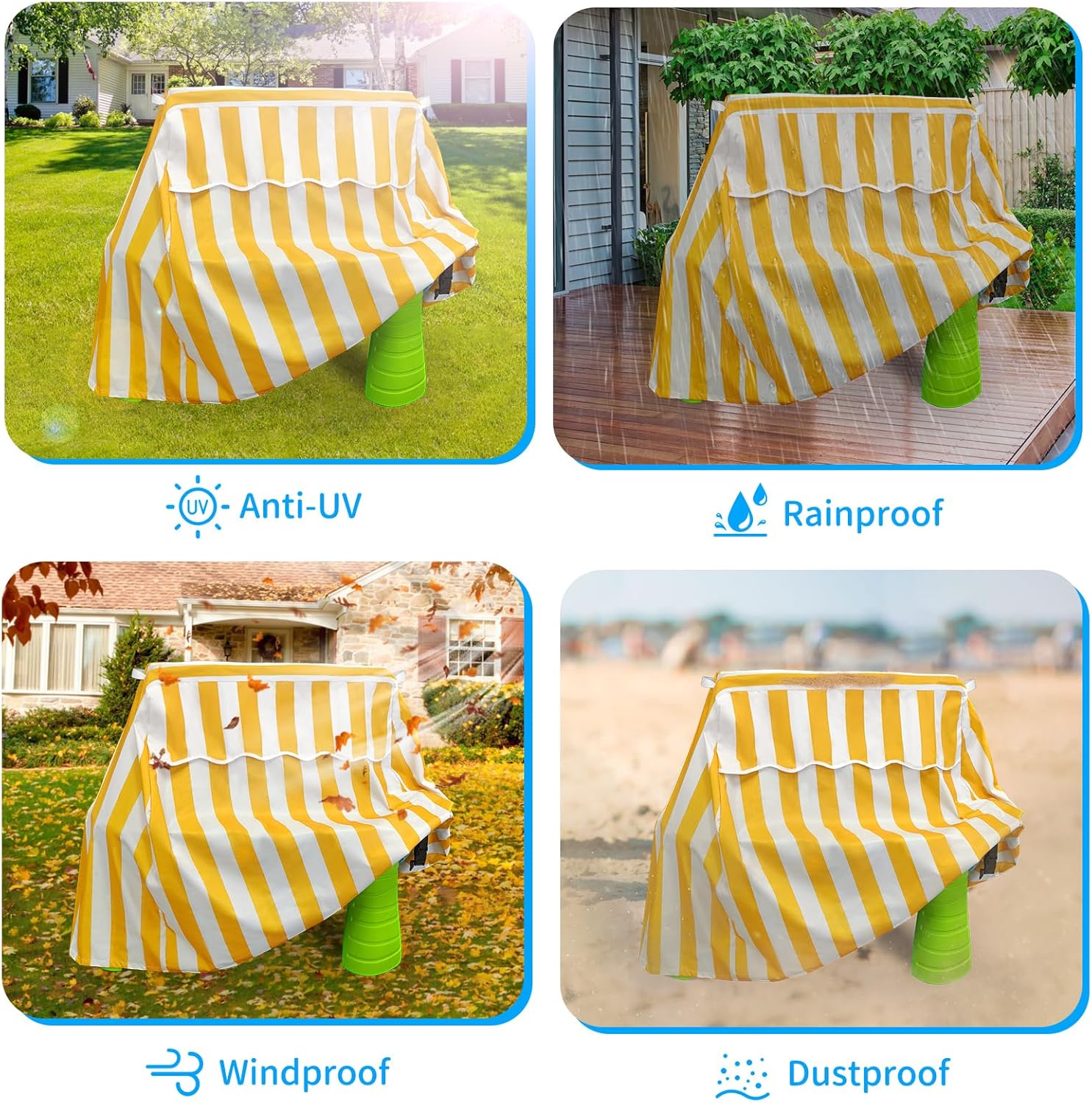 Kids Water Table Cover Fit Rain Showers Splash Pond Water Table, Waterproof Outdoor Toys Cover - Yellow White