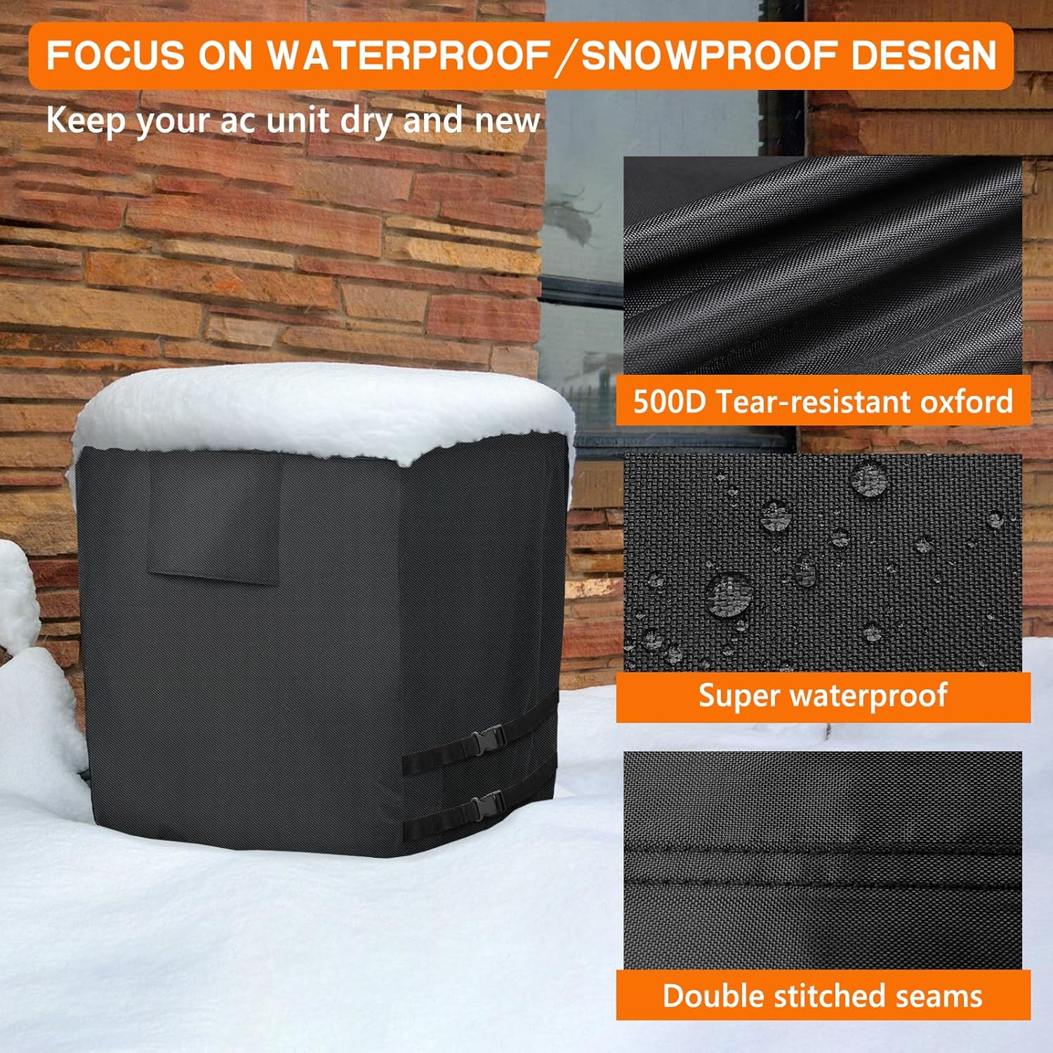 Air Conditioner Cover for Outside Units - Durable Waterproof Square AC Cover for Outdoor