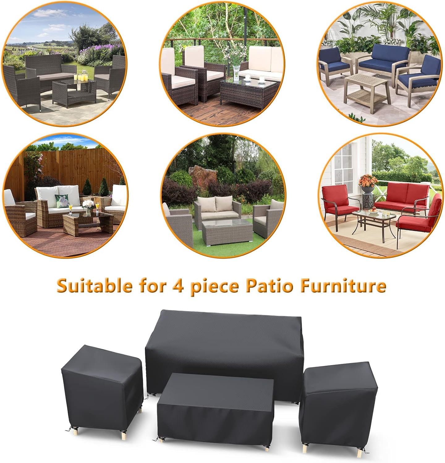 Outdoor Patio Furniture Cover Waterproof 4-Piece Set for Chairs, Loveseat and Coffee Table