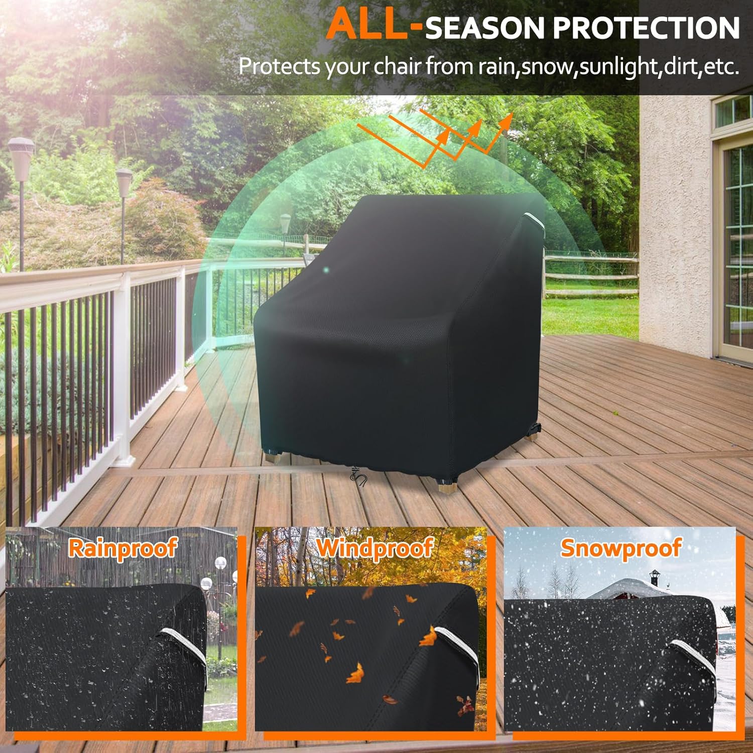 Patio Outdoor Chair Covers, Outdoor Furniture Covers Waterproof adapter for Lawn Lounge Seat