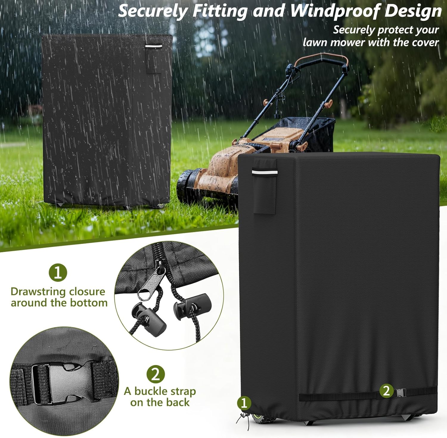 Lawn Mower Cover, Fits 20/21 inch Foldable Electric Lawn Mower and Self-propelled Mower, Outdoor Waterproof and Dustproof Cordless Lawn Mower Cover