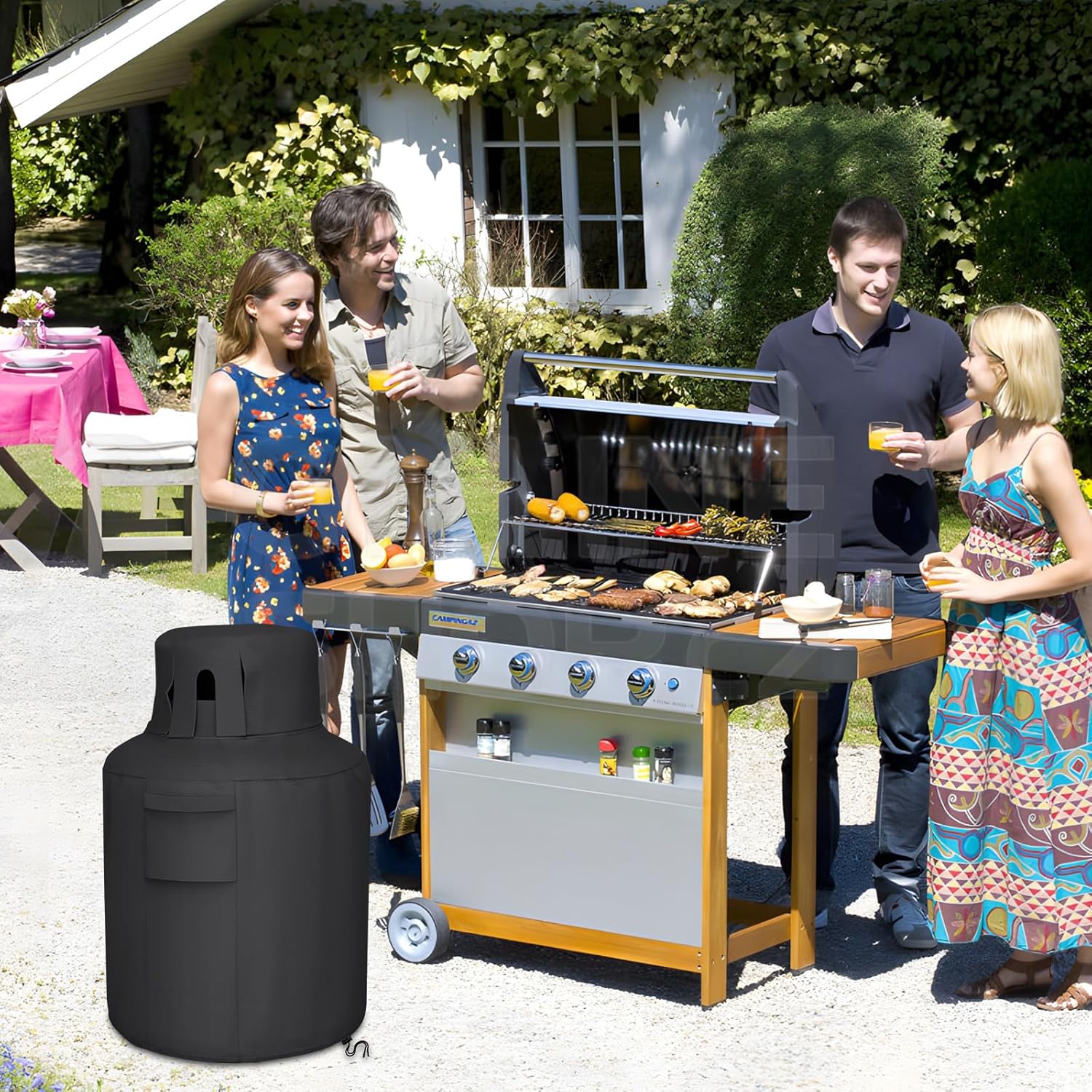 Propane Tank Cover 20lb Gas Cover Outdoor Heavy Duty Waterproof Covers Fits Standard 20 lb Tank Cylinder Black 13" x 19.5"