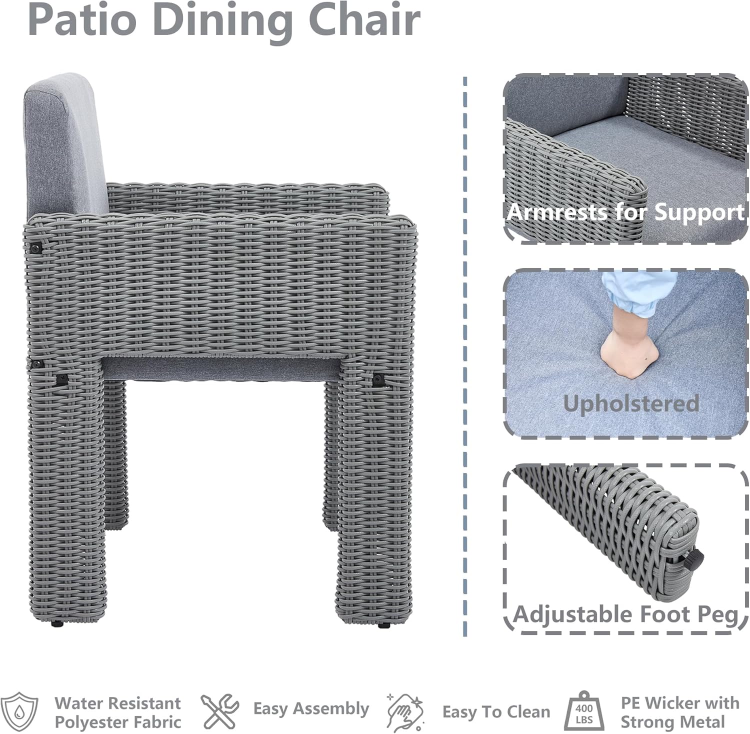 Rectangular Patio Table and Dining Chairs Set of 4, All Weather Outdoor Table and Chairs