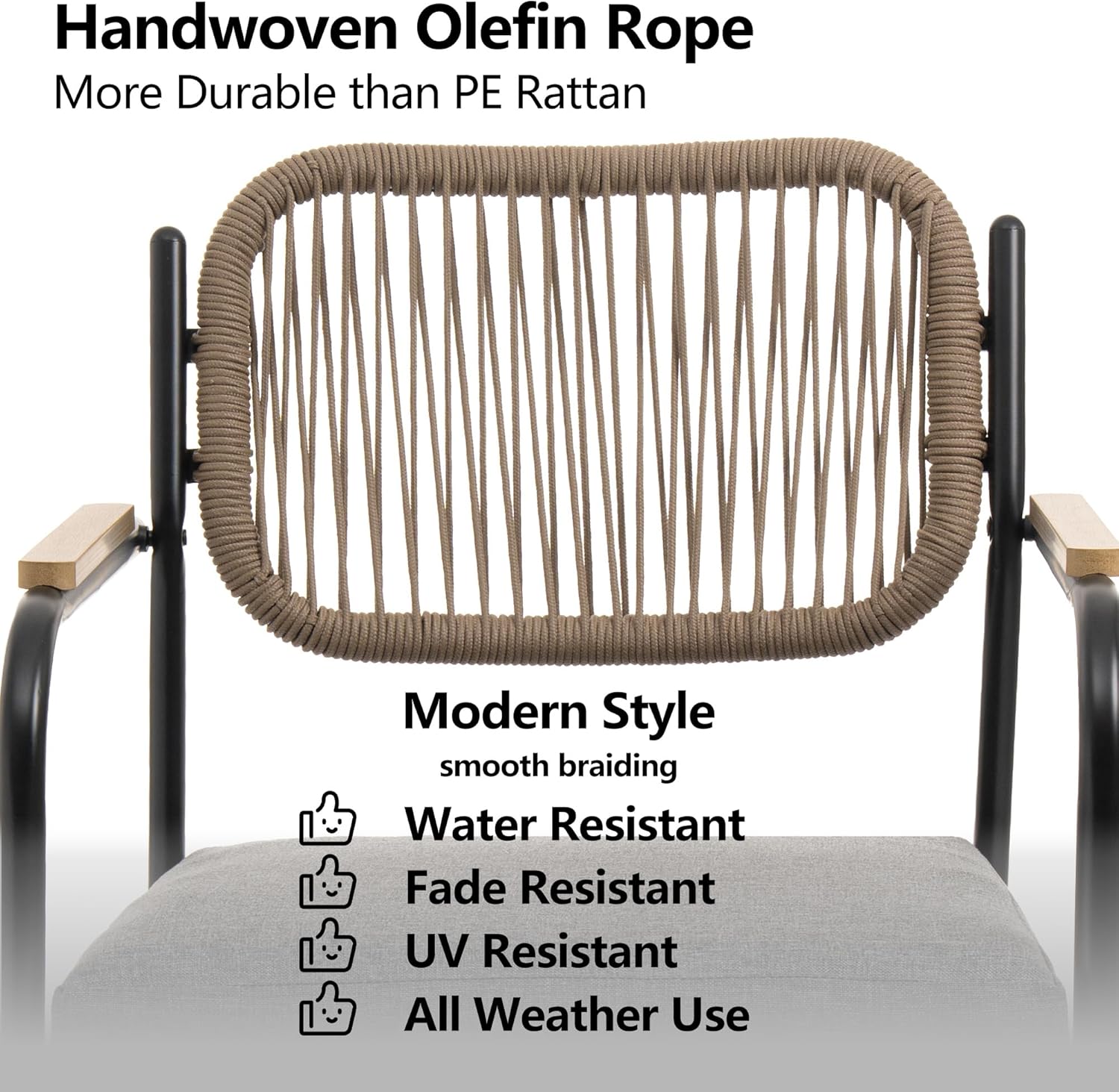 Wicker Outdoor Dining Set for 4, Upholstered 5 Piece Patio Dining Set with Armrests