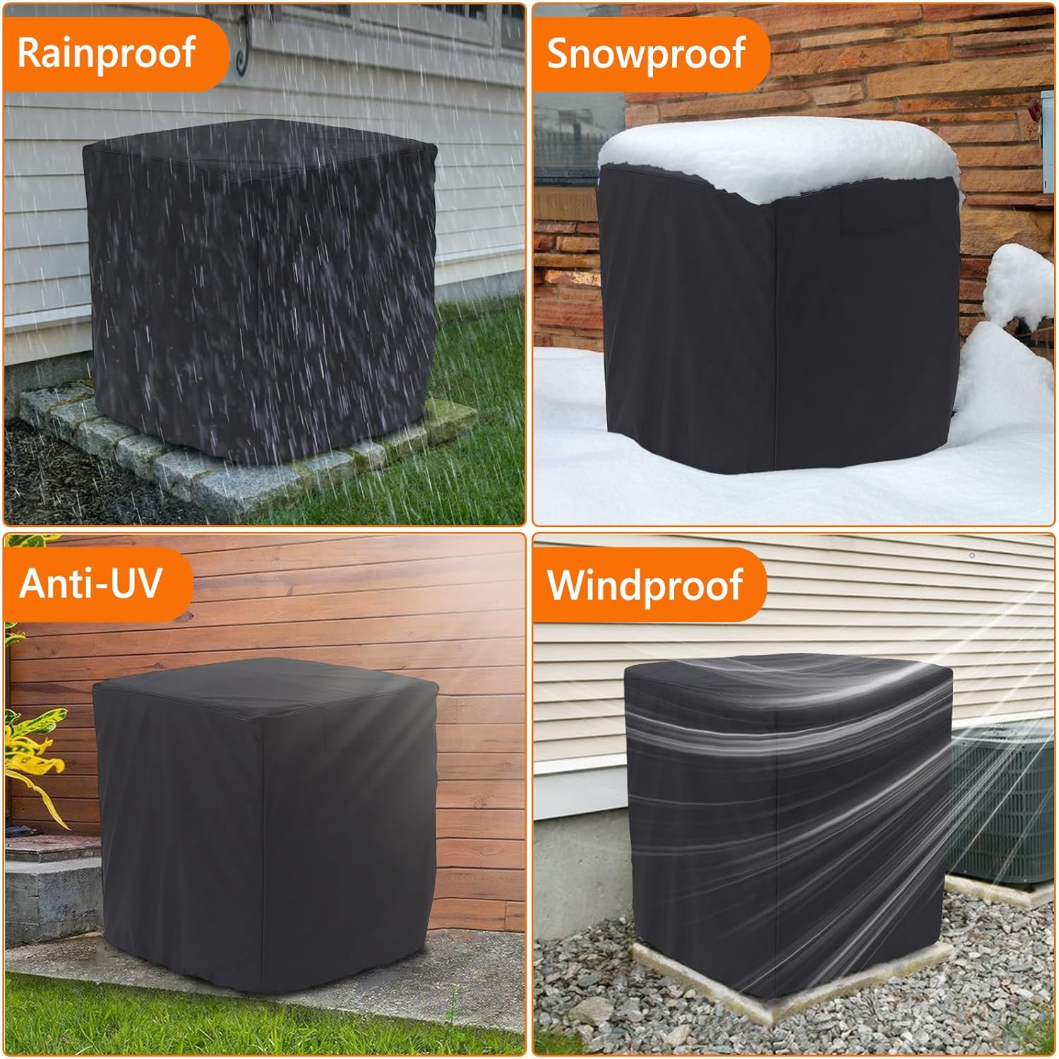 Air Conditioner Cover for Outside Units - Durable Waterproof Square AC Cover for Outdoor