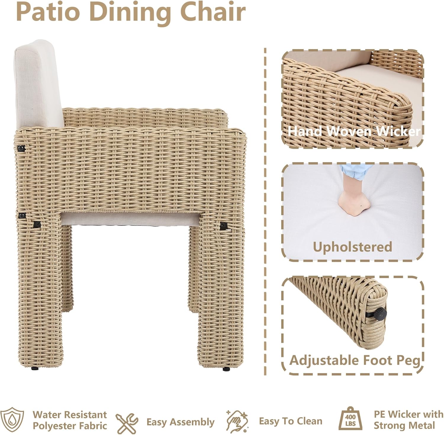 Wicker Outdoor Dining Set for 6, Modern 7 Piece Patio Dining Set with High Back